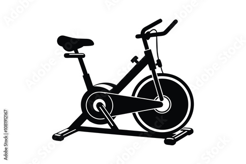 Stationary Bike Silhouette Vector - Fitness, Exercise, Cycling Gym Equipment, Cardio, Minimalist SVG Design