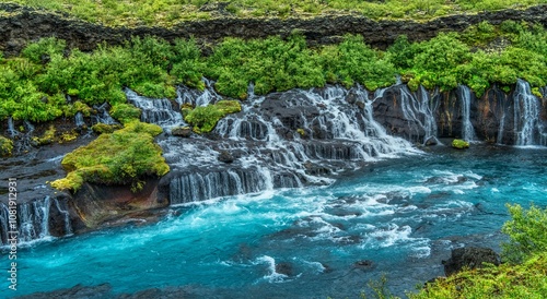 Hraunfossar waterfalls in Iceland