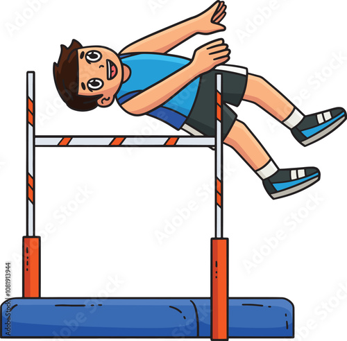 Track and Field Athlete High Jump Cartoon Clipart