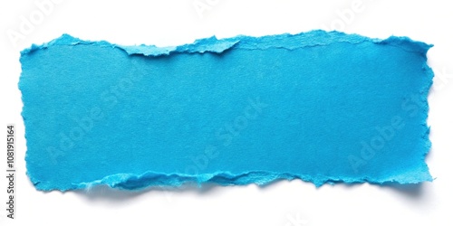 Close-up shot of azure torn paper on clear background isolated