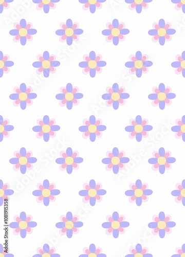 seamless pattern with purple pink flower