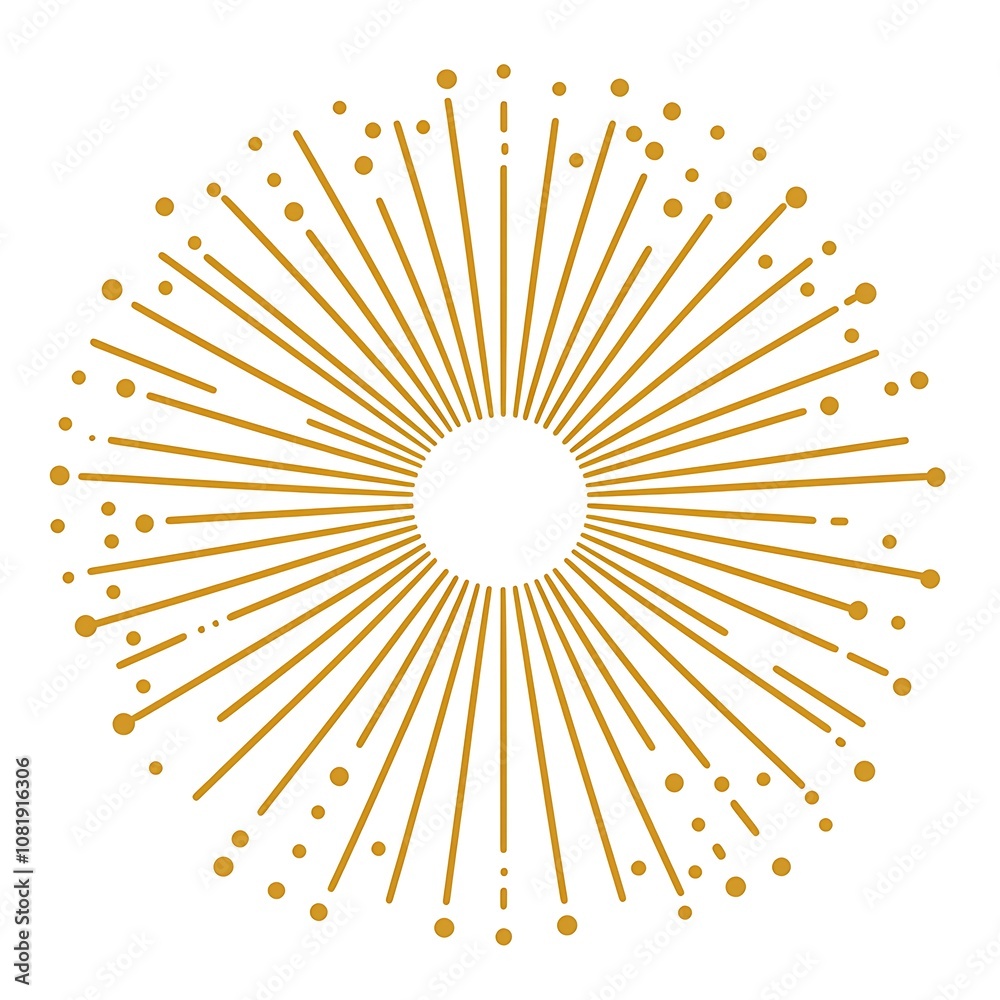 Radiant Sunburst Design with Golden Rays and Dots for Abstract Backgrounds, Celebrations, and Creative Projects in a Vibrant Tone Utilizing Symmetrical Patterns Radiant Sunburst Design with Golden Rays and Dots for Abstract Backgrounds, Celebrations, and Creative Projects in a Vibrant Tone Utilizing Symmetrical Patterns