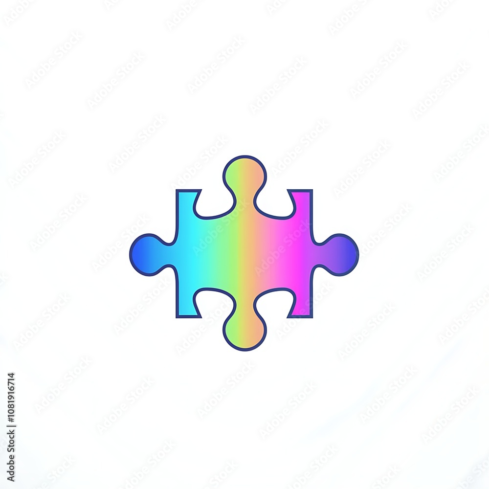 Colorful Gradient Puzzle Piece on White Background Symbolizing Problem-Solving, Creativity, and Teamwork in a Minimalist Style for Various Themes and Projects Colorful Gradient Puzzle Piece on White Background Symbolizing Problem-Solving, Creativity, and Teamwork in a Minimalist Style for Various Themes and Projects
