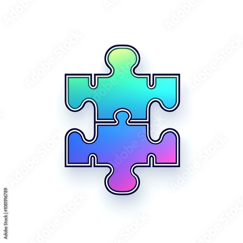 Colorful Puzzle Piece with Gradient Design Ideal for Creative Concepts, Problem Solving Themes, and Visual Illustrations in Various Projects and Media