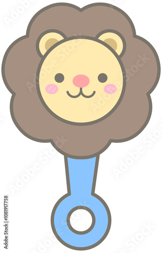 Kid Hand Drawn Cute baby lion toy music instrument