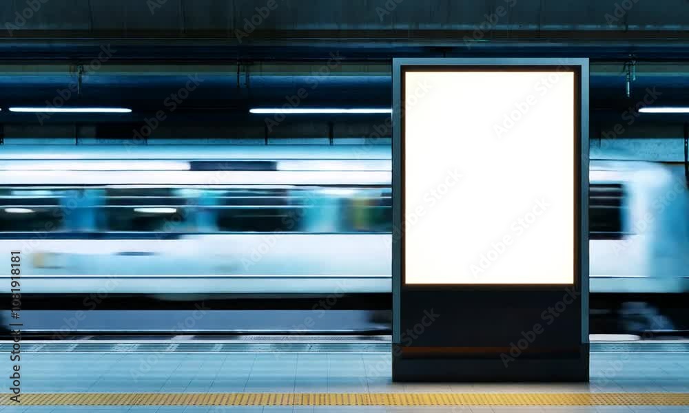 custom made wallpaper toronto digitalBlank Advertising Billboard in Subway Station with Motion Blur : Generative AI