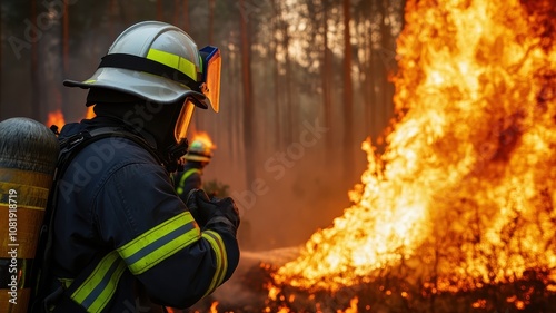 Brave firefighters battle a raging wildfire crisis under the cover of darkness, showcasing their heroic efforts.