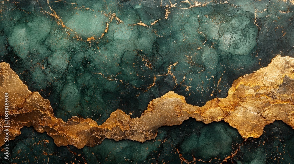 Abstract image featuring dark green and gold textures, resembling natural stone or marble. Abstract image featuring dark green and gold textures, resembling natural stone or marble.