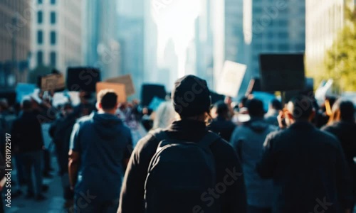 Protesters Gather in City Street for Social Movement Demonstration : Generative AI