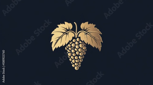 Golden Grapes with Vine Leaves - Luxury Wine Logo Design