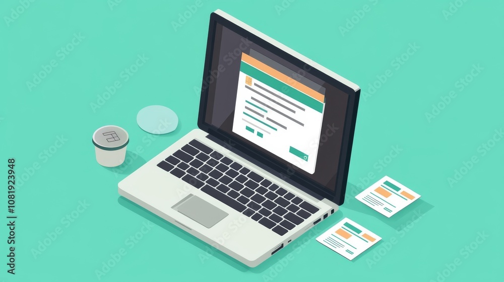 Laptop with Open Web Design Form - UI & UX Design Laptop with Open Web Design Form - UI & UX Design