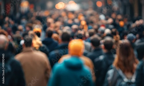 Wallpaper Mural Crowded Urban Scene with People Walking in City Street During Daytime : Generative AI Torontodigital.ca