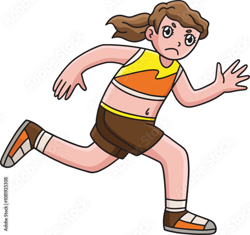 Track and Field Female Athlete Running Clipart