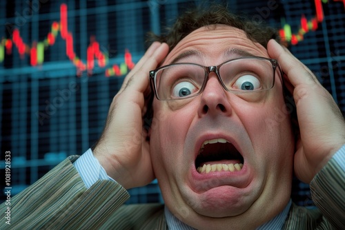 Stock Trader Reacting to a Market Downturn photo