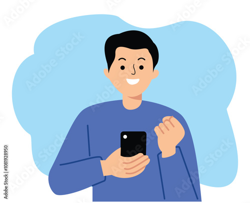 Social Media Marketing Concept with Illustrated of Man Hold Smartphone