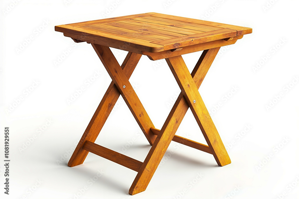 A small wooden table with a folding top on a white background A small wooden table with a folding top on a white background