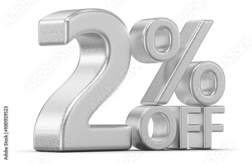 Discount 2 Percent Off Silver 3D Number