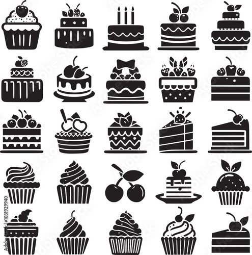 Birthday Icon, Cake icon silhouette