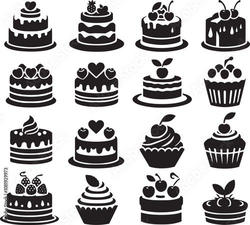 Birthday Icon, Cake icon silhouette