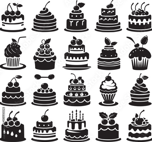 Birthday Icon, Cake icon silhouette