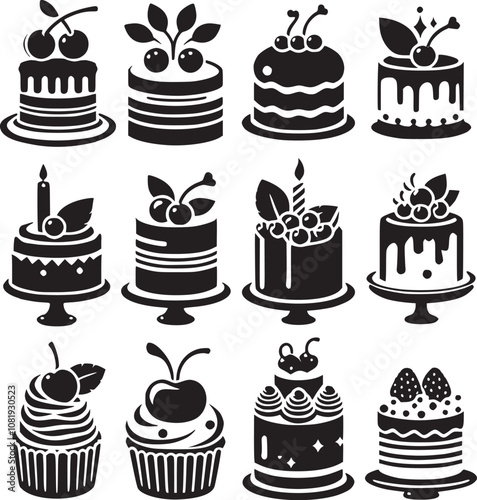 Birthday Icon, Cake icon silhouette