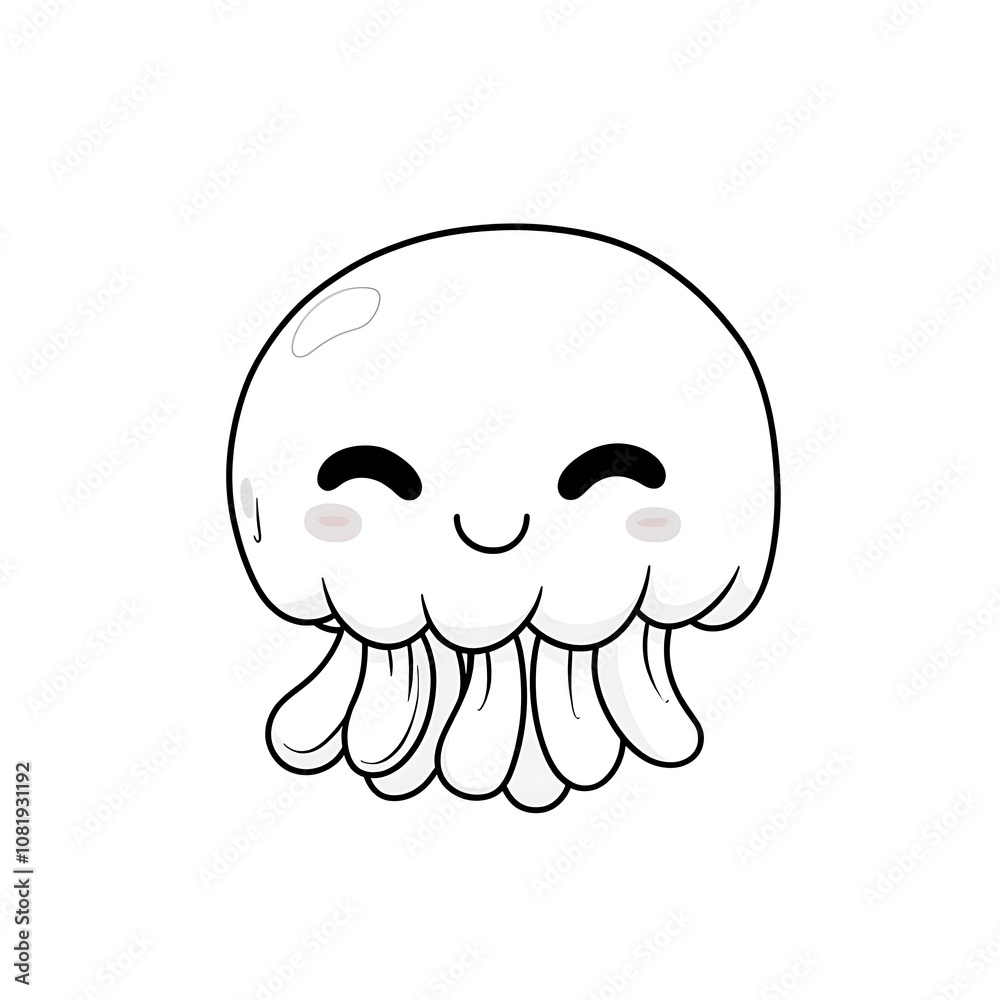 Cute Cartoon Jellyfish Character with a Smiling Face and Cheerful Expression, Perfect for Children's Illustrations and Educational Materials Cute Cartoon Jellyfish Character with a Smiling Face and Cheerful Expression, Perfect for Children's Illustrations and Educational Materials