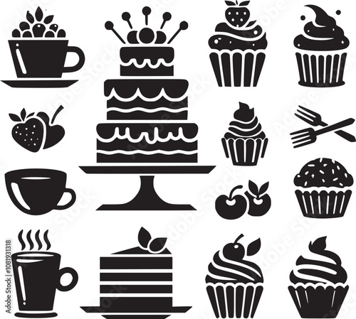Birthday Icon, Cake icon silhouette