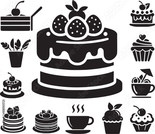 Birthday Icon, Cake icon silhouette