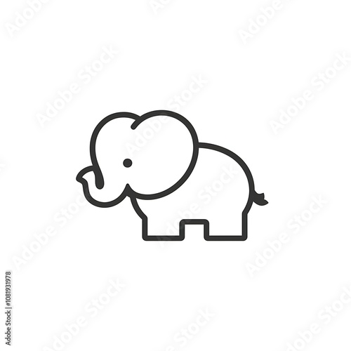 Cute Minimalist Elephant Illustration Suitable for Children’s Products, Educational Materials, and Animal-themed Designs in Modern Flat Style