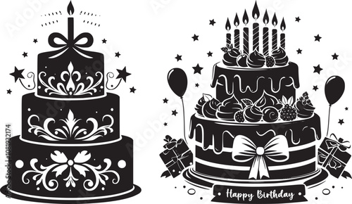 Birthday Icon, Cake icon silhouette