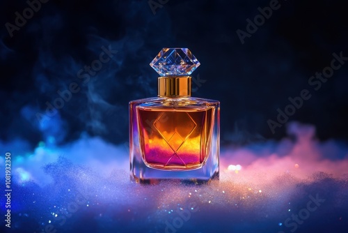 Iridescent Sheen on a Timeless Vintage Perfume Bottle Reflecting Elegance and Nostalgia