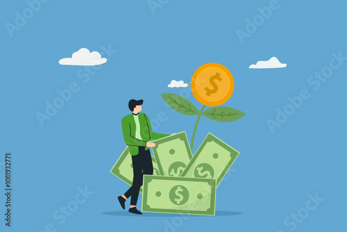 Characters enjoying financial freedom and independence. Successfully and free of debts people planning budget.