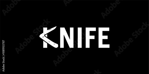 pocket knife logo simple typography Logo Icon Symbol Vector Design Template.
