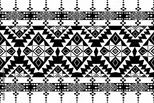 black and white seamless pattern, Geometric Ethnic pattern, Native American tribal fabric,tile, carpet ,vector,illustration design on black and white