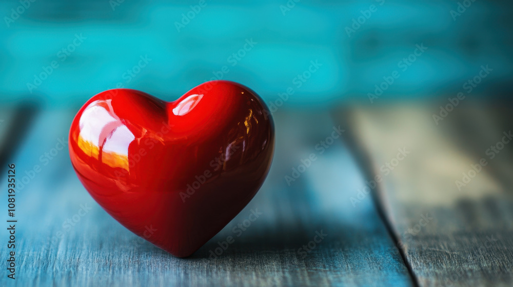 shiny red heart sits on wooden surface, symbolizing love and affection. vibrant color contrasts beautifully with rustic background, evoking warmth and emotion shiny red heart sits on wooden surface, symbolizing love and affection. vibrant color contrasts beautifully with rustic background, evoking warmth and emotion