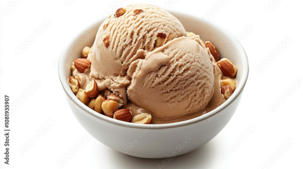 Single Scoop of Peanut Butter Ice Cream in a Bowl Single Scoop of Peanut Butter Ice Cream in a Bowl