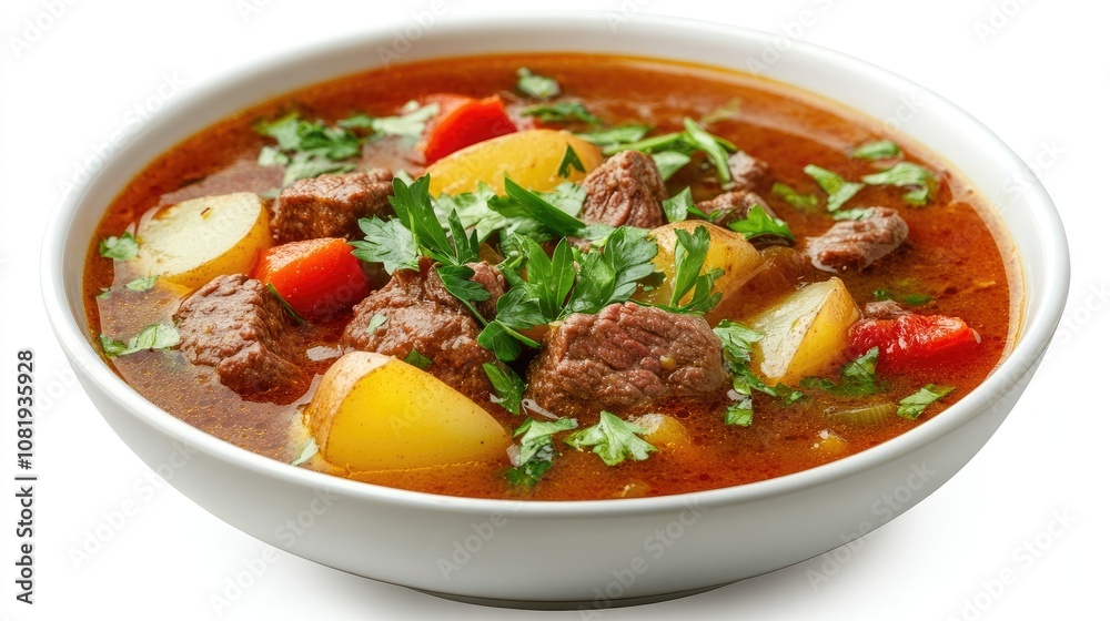 Savory Beef Stew in a White Bowl Savory Beef Stew in a White Bowl