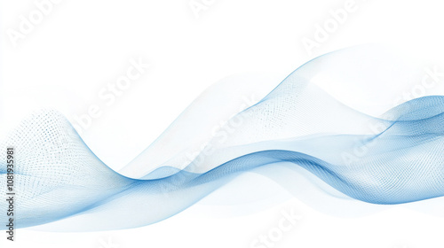 Soft blue waves flow gracefully across white background, creating serene and minimalist abstract design. This elegant composition evokes sense of calm and tranquility