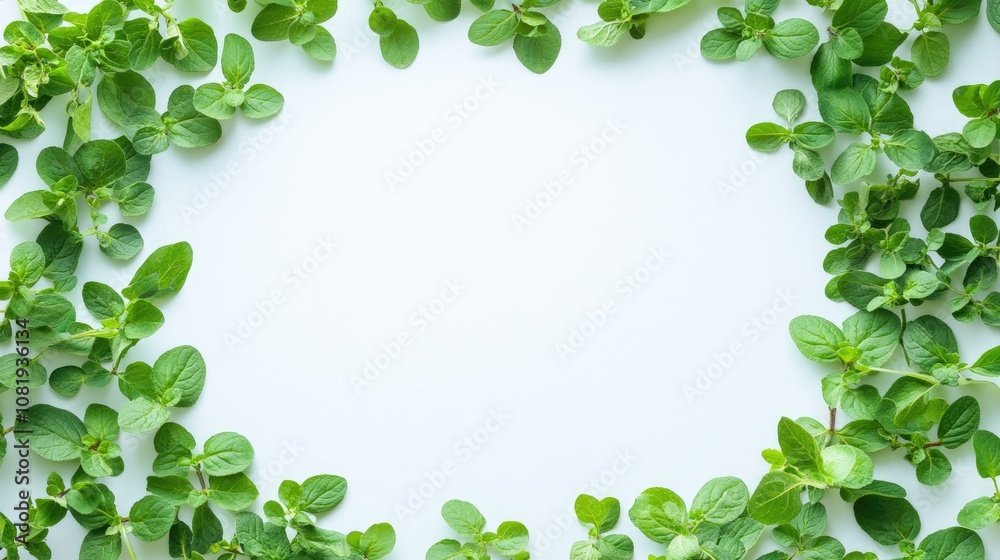 Fresh Green Leaves in Circular Frame Design Fresh Green Leaves in Circular Frame Design