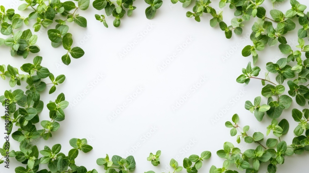 Fresh Green Leaves in Circular Frame Arrangement Fresh Green Leaves in Circular Frame Arrangement