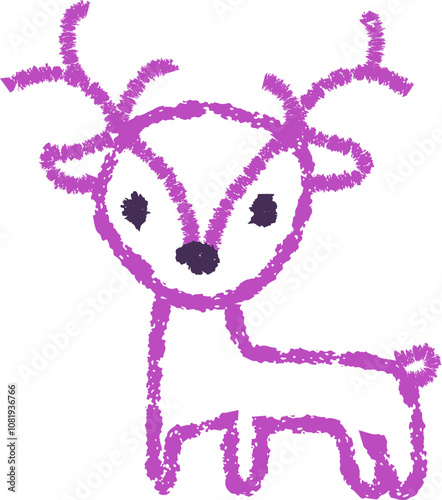 Children crayon doodle animals, illustration in childish style. Vector kids hand-drawn drawings