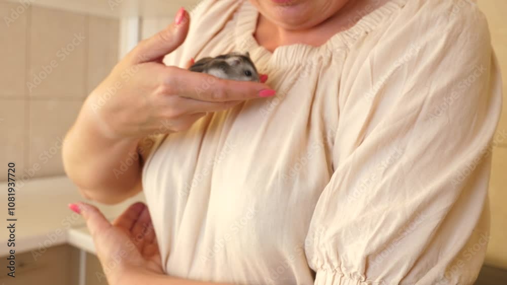 People look after and play with the hamster. People look after and play with the hamster.