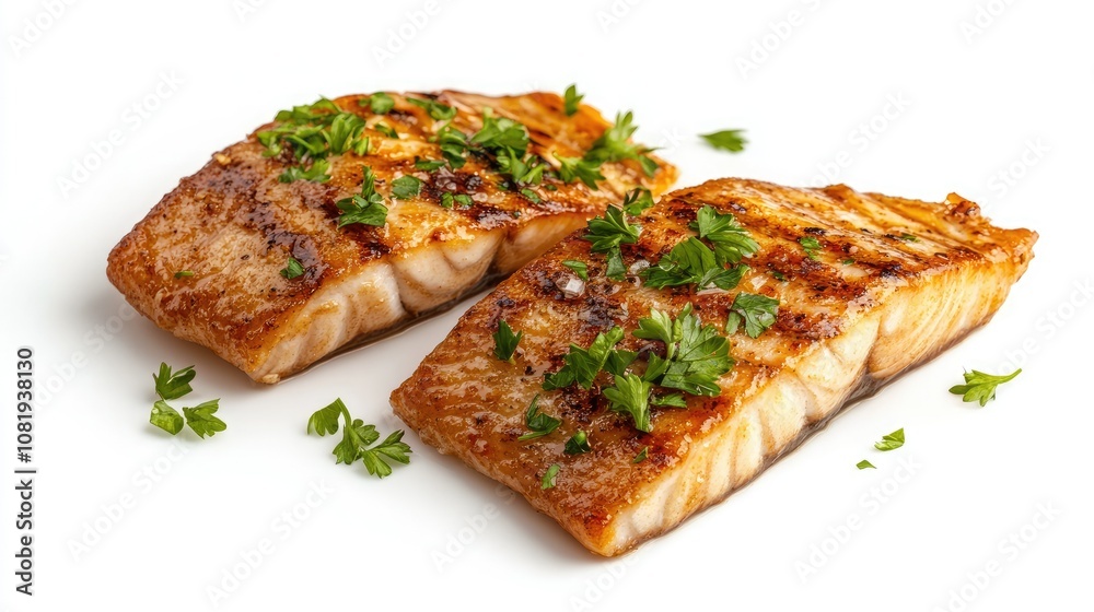Flaky Golden Brown Fish Fillets with Fresh Parsley Flaky Golden Brown Fish Fillets with Fresh Parsley