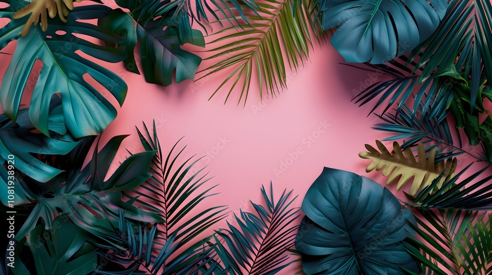 Tropical Leaves Illuminated with space and Notanical herbal exotic tropical plants herbs flowers botanical foliage background nature jungle lanfscape. Graphic Art Tropical Leaves Illuminated with space and Notanical herbal exotic tropical plants herbs flowers botanical foliage background nature jungle lanfscape. Graphic Art