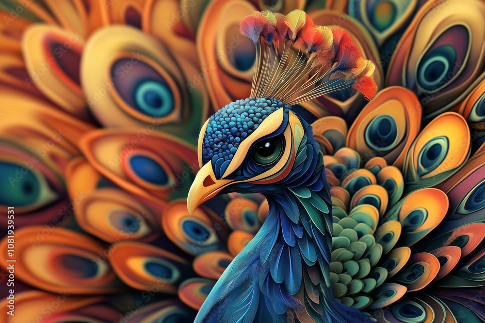 Fototapeta premium Multi colored peacock close up