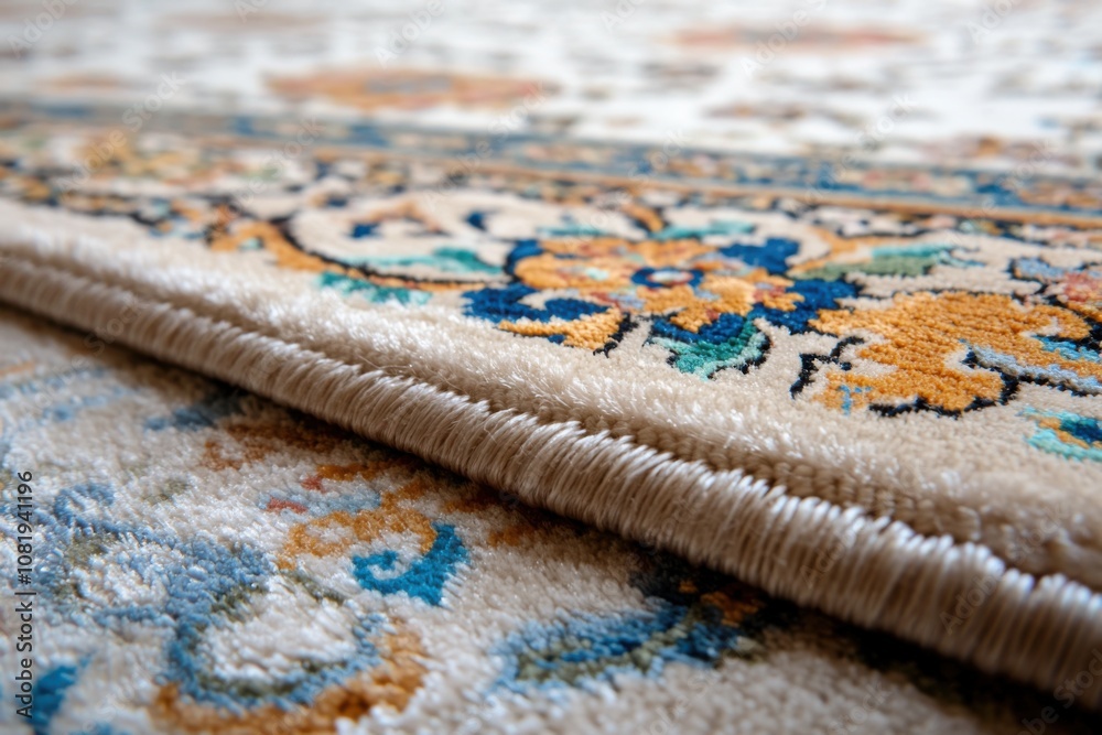Obraz premium Elegant area rug detail living room home decor cozy setting close-up textile design