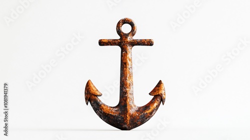 Rusted Iron Anchor on a Light Background, Symbolizing Nautical Themes and Maritime Adventure, Perfect for Marine and Oceanic Artwork, Home Decor, and Travel Inspiration photo