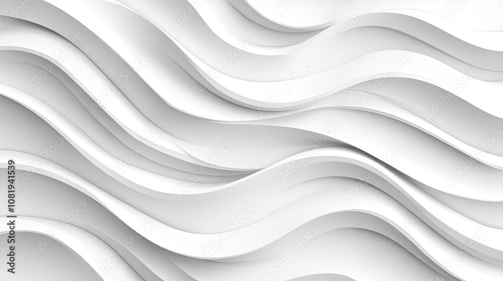 Obraz premium Abstract waves in white, showcasing a smooth and modern design with depth and texture.