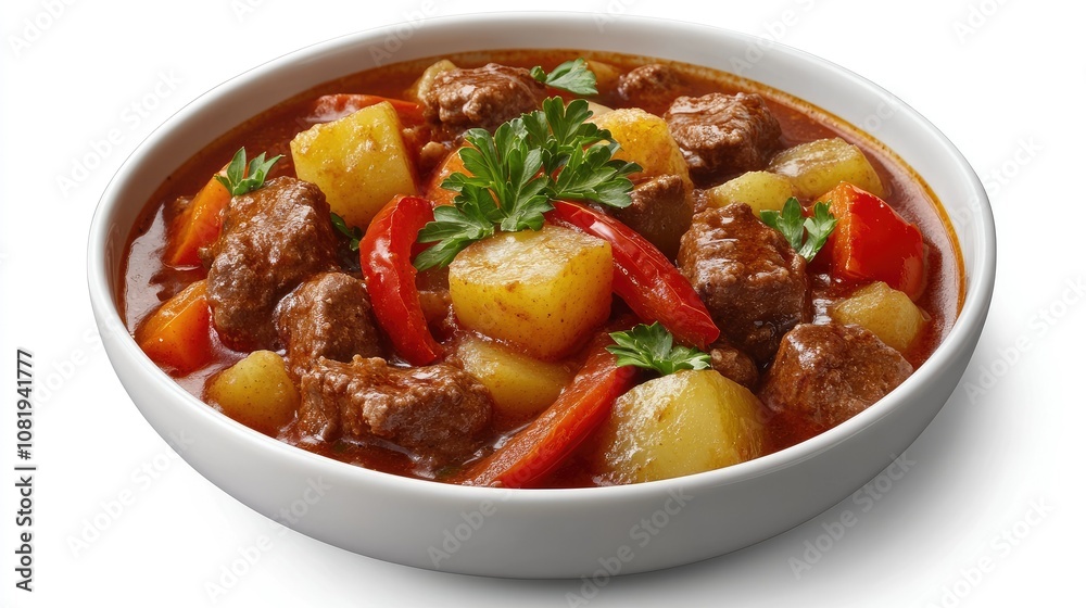 Hearty Beef Stew in a White Bowl Hearty Beef Stew in a White Bowl