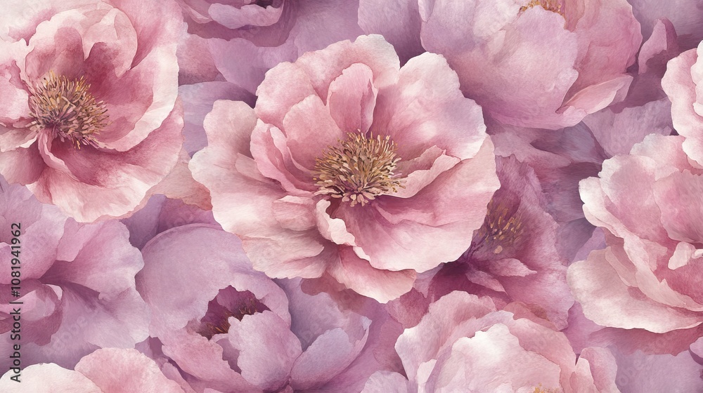 A stunning arrangement of soft pink peonies, creating a serene and romantic floral background.